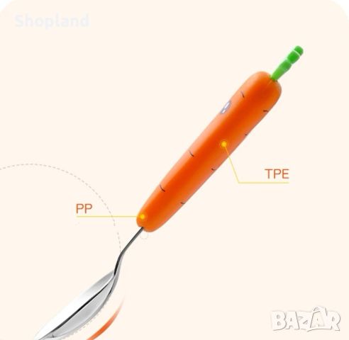 Детски комплект прибори във формата на морков, снимка 10 - Прибори, съдове, шишета и биберони - 46290062