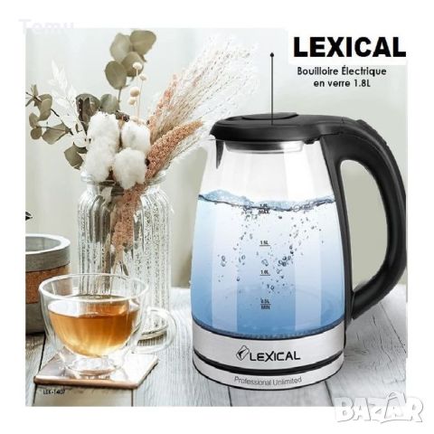 Електрическа стъклена кана за преваряване на  вода Lexical LEK-1407, снимка 6 - Кани - 46363918