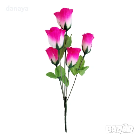6160 Изкуствени цветя букет рози за декорация, 33 см, снимка 3 - Изкуствени цветя - 53822417