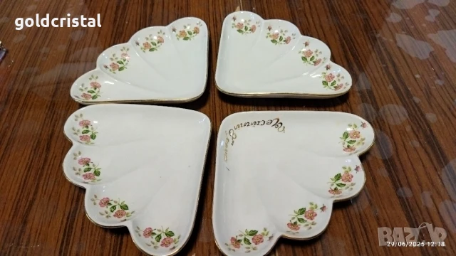 Стар български порцелан Изида чинии с лъжички , снимка 2 - Антикварни и старинни предмети - 38583169