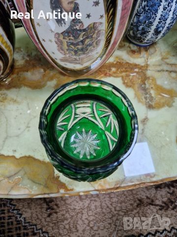 Превъзходна много красива антикварна колекционерска кристална ваза чаша Bohemia , снимка 5 - Вази - 45234887