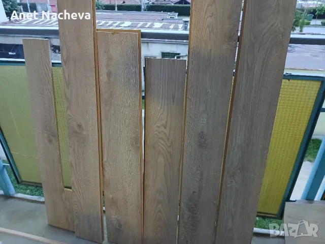 ЛАМИНАТ останали след ремонт, подложки под ламинат - 10 бр, междинна лента, прагчета пред мебел, снимка 3 - Ламиниран паркет и подложки - 50168521
