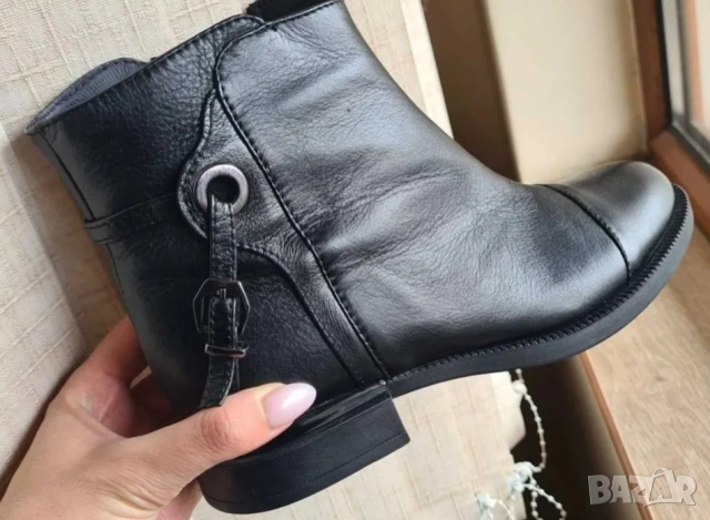 черни боти естествена кожа, снимка 2 - Дамски боти - 52545338