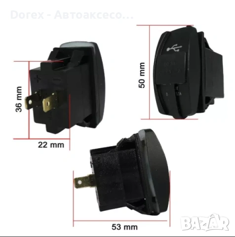 Двойно USB зарядно за вграждане 3.1A - универсално за кола, мотор, лодка и др., снимка 3 - Аксесоари и консумативи - 54065188