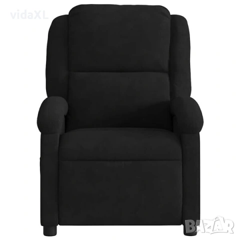 vidaXL Масажен реклайнер стол, черен, кадифе(SKU:371814), снимка 2 - Масажори - 53785405