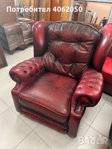 Фотьойл/кресло Честърфийлд модел Pegasus, цвят Oxblood (телешка кръв), снимка 1 - Дивани и мека мебел - 45287039