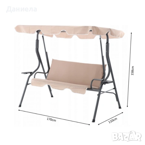 Градинска люлка с поставки за чаши - идеална за всеки двор и градина, снимка 11 - Градински мебели, декорация  - 53882298