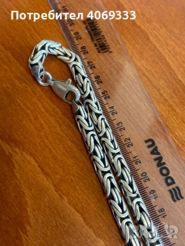 Сребърен ланец Византийска (Кралска плетка ) 134.3гр 925, снимка 2 - Колиета, медальони, синджири - 54172274