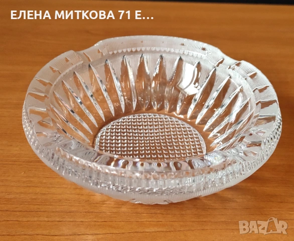 Масивен кристален пепелник ръчно гравиран, снимка 5 - Декорация за дома - 54188685