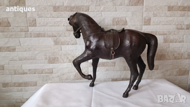 Стара фигура на кон - естествена кожа - 30/32см, снимка 5 - Антикварни и старинни предмети - 53955477