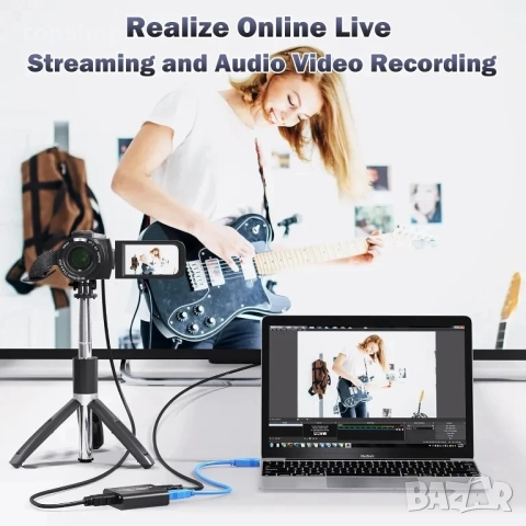 НОВА аудио видео карта за заснемане с микрофон и HDMI изход, 1080p 60fps 4K HDMI, за игри, стрийминг, снимка 10 - Кабели и адаптери - 51572601