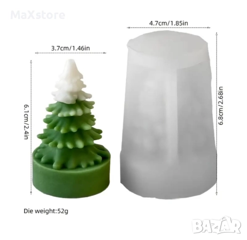 3D 2 модела елхи елха Силиконов молд форма за свещи гипс сапун смола фондан за декорация на торта , снимка 3 - Форми - 52094618