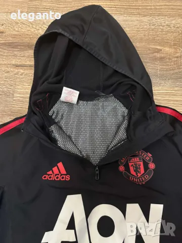 2017-18 Manchester United adidas 1/4 Zip hoody мъжки суичър S, снимка 9 - Спортни дрехи, екипи - 48585383