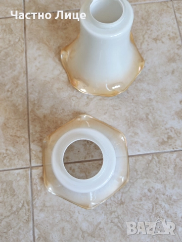 Две Старинни Стъкла Стъклени Тела за Лампи и Полилеи, снимка 2 - Антикварни и старинни предмети - 51614751