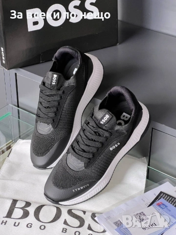 Hugo Boss Мъжки Черни Маратонки👟Мъжки Спортни Обувки В Черен Цвят Хуго Бос Код E1324, снимка 5 - Маратонки - 54148440