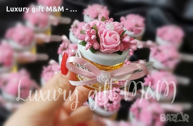 Подаръци за гости, подаръчета за гости - бурканче с мед "Трите рози", снимка 6 - Подаръци за сватба - 50694579