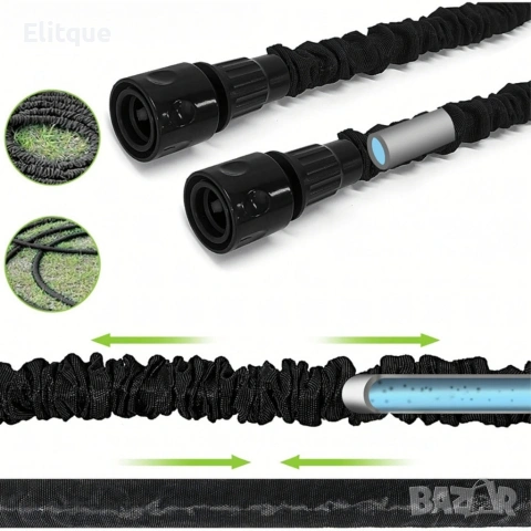 Гъвкав разтеглив градински маркуч 30м – Пълен комплект с пистолет (7 функции) и конектори на едро , снимка 16 - Други инструменти - 53401843