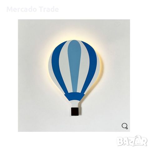 Декоративна светещ балон Mercado Trade, Дърво, Синьо - Бял, снимка 1 - Декорация за дома - 46366728