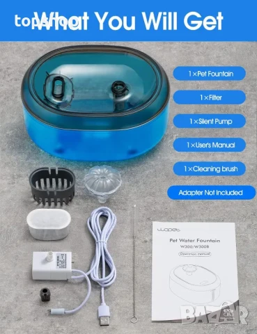 WOPET Фонтан за вода за котки и кучета, 2 литра / 2L Автоматичен фонтан за пиене за домашни любимци, снимка 9 - За котки - 50494950