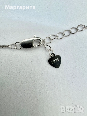 Сребърно колие с мойсанит (диамант) 10 камъка по 0.015 карата, снимка 6 - Колиета, медальони, синджири - 53785316