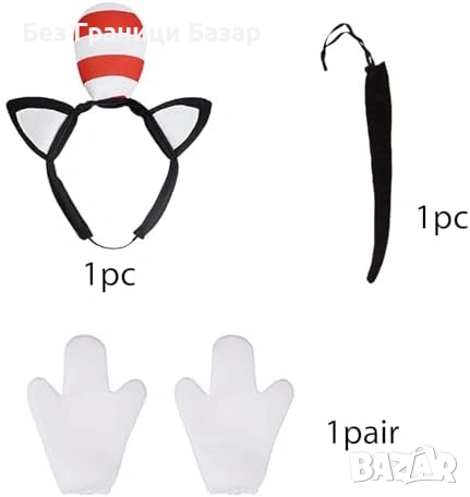 Нов Детски костюм черно коте рокля ушички опашка Хелоуин размер Л, снимка 4 - Други - 53838535