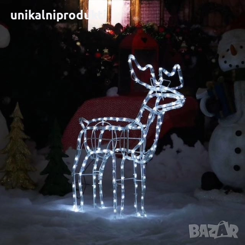 3D LED коледен елен 1 м х 80 см, студено бяла светлина, флаш ефект, IP65