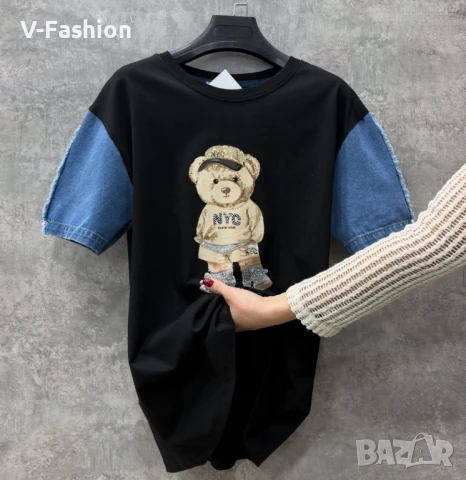 Тениска с деним , снимка 2 - Тениски - 50886688