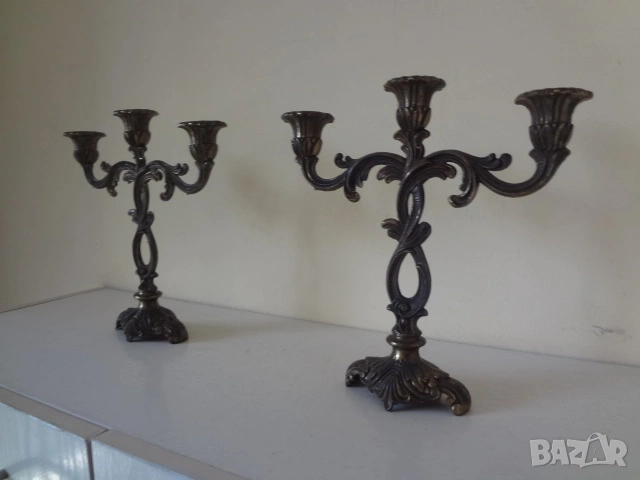 Комплект от 2 бр. бронзови свещника от Германия, снимка 16 - Антикварни и старинни предмети - 53740571