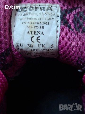 Дамски Работни обувки (тип маратонки) Номер 38/US-6,5.Cofra Atena ESD S3S FO SR , снимка 9 - Дамски ежедневни обувки - 53854195