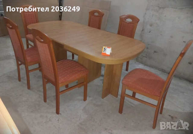 Комплект масивна разтегателна маса с 6 стола, снимка 4 - Маси - 52526809