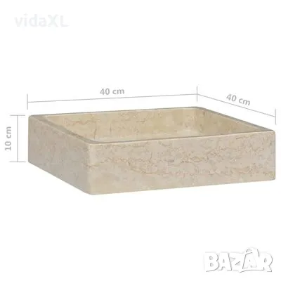 vidaXL Кремава мивка, 40x40x10 см, мрамор(SKU:149168), снимка 4 - Мивки - 48568960