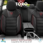 К-т Луксозна Тапицерия Automat-OTOM, Текстил с еко кожа, TORO Design, Черна с червен шев, снимка 4