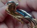 Арт Деко стара брошка,Pierre Cardin,емайл,маркировки,позлата , снимка 8