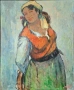 Картина "Циганка с дайре", худ. Д.Тодоров-Жарава (1901-1988), снимка 2
