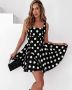 Къса дамска рокля на точки Black & White , снимка 1 - Рокли - 45792057