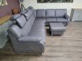 Лилаво - сив ъглов диван от плат и табуретрка ZE-EM06001, снимка 9