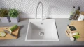Бяла кухненска мивка от гранит Рига 50 XL 480 x 500 мм, снимка 2