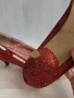Стилни празнични червени дамски обувки на ток номер 38, снимка 4