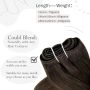 Hetto Екстеншъни за удължаване на коса 100% истинска човешка коса  #4 55 см 100 гр, тъмно кафяво, снимка 7
