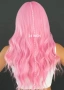 55 см Дълга ,къдрева,розова перука с бретон , снимка 2