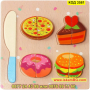 Детски комплект храни за рязане придружени с нож и дъска от дърво - КОД 3581, снимка 1 - Образователни игри - 45053227