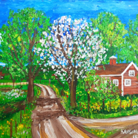 Скандинавска пролет-оригинална картина , снимка 1 - Картини - 45062249