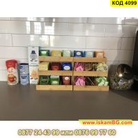 Вертикална кутия органайзер поставка за подреждане на 180 пакетчета чай – от бамбук - КОД 4099, снимка 10 - Органайзери - 45495909