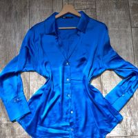 Разкошна нова синя сатенена елегантна риза zara Zara Зара  , снимка 6 - Ризи - 45863514