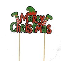 Джудже части тяло Merry Christmas Коледен картонен топер украса за торта декор парти, снимка 2 - Други - 45641415