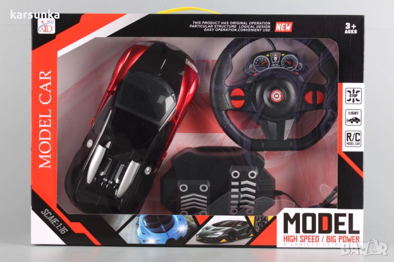 Скоростна кола с радио управление и педали, снимка 1