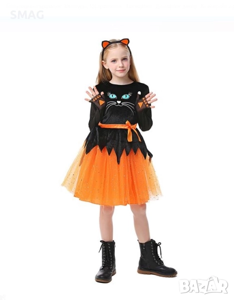 Halloween / Хелоуин детски карнавален костюм – котка, черно и оранжево_1218089, снимка 1