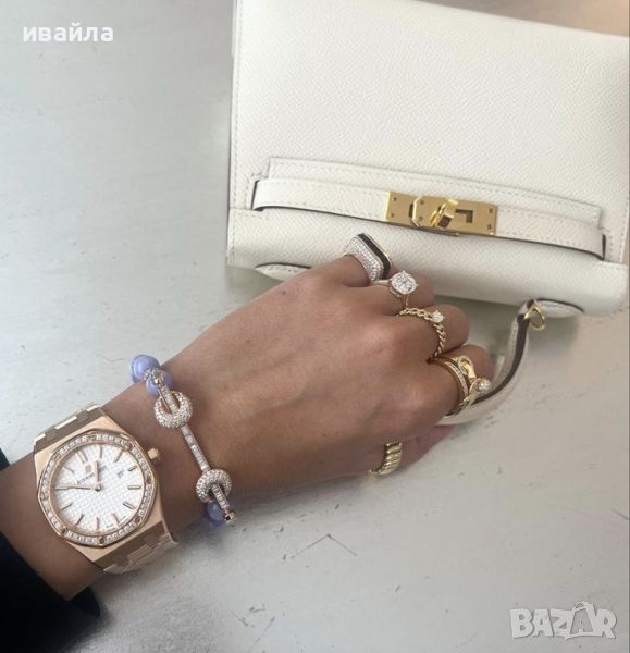 Бяла чанта по модел на Хермес Hermes mini Kelly цикламена жълта зелена бежова , снимка 1