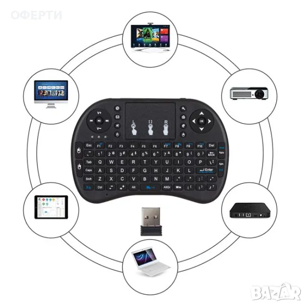 Мини безжична клавиатура с тъчпад за устройства арт No207402, снимка 1