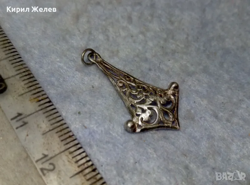 СТАРИНЕН АЖУРЕН ФЛОРАЛЕН СРЕБЪРЕН ПЕНДАНТ СРЕБРО ВИСОКА ПРОБА ХУДОЖЕСТВЕНА РЪЧНА ИЗРАБОТКА 48936, снимка 1